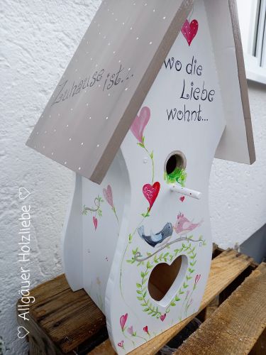 Großes Vogelhaus * Zuhause ist... * 55 x 30 x 25 cm * Herz